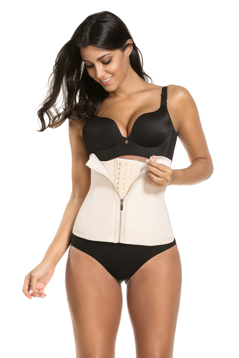 F3240-1 Apricot Spiral Boned Sport Workout Body Shaper Waist Cincher